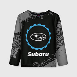 Лонгслив детский Subaru в стиле Top Gear со следами шин на фоне, цвет: 3D-принт