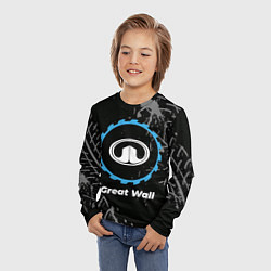 Лонгслив детский Great Wall в стиле Top Gear со следами шин на фоне, цвет: 3D-принт — фото 2