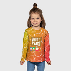 Лонгслив детский Южный Парк - на фоне кружков, цвет: 3D-принт — фото 2