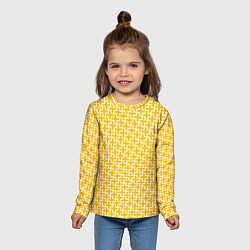 Лонгслив детский Белые крестики на желтом фоне, цвет: 3D-принт — фото 2