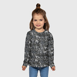 Лонгслив детский Темно серый графитовый с текстурой камня, цвет: 3D-принт — фото 2