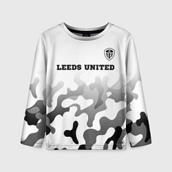 Лонгслив детский Leeds United sport на светлом фоне: символ сверху, цвет: 3D-принт