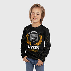 Лонгслив детский Лого Lyon и надпись legendary football club на тем, цвет: 3D-принт — фото 2