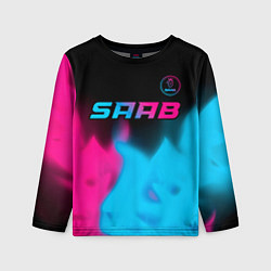 Лонгслив детский Saab - neon gradient: символ сверху, цвет: 3D-принт