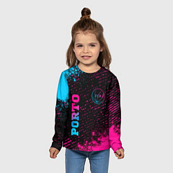 Лонгслив детский Porto - neon gradient: символ и надпись вертикальн, цвет: 3D-принт — фото 2
