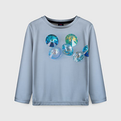 Лонгслив детский Драгоценные блестящие камни на сером фоне, цвет: 3D-принт