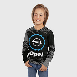 Лонгслив детский Opel в стиле Top Gear со следами шин на фоне, цвет: 3D-принт — фото 2