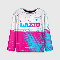 Лонгслив детский Lazio neon gradient style: символ сверху, цвет: 3D-принт