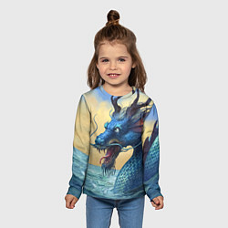 Лонгслив детский Японский Дракон В Воде, цвет: 3D-принт — фото 2