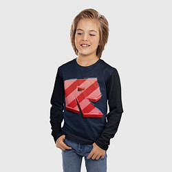 Лонгслив детский Roblox red - Роблокс полосатый логотип, цвет: 3D-принт — фото 2