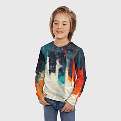 Лонгслив детский Красочные полосы в стиле гранж, цвет: 3D-принт — фото 2