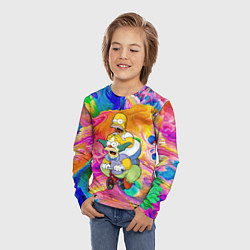 Лонгслив детский Гомер Симпсон и клоун Красти едут на детском велос, цвет: 3D-принт — фото 2