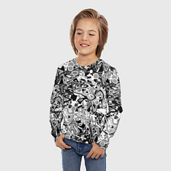 Лонгслив детский Черно-белый абстрактный паттерн, цвет: 3D-принт — фото 2