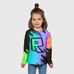 Лонгслив детский Roblox neon logo, цвет: 3D-принт — фото 2