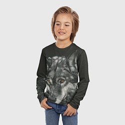Лонгслив детский Серый мудрый волк, цвет: 3D-принт — фото 2