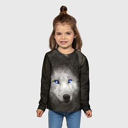 Лонгслив детский Волчица с голубыми глазами, цвет: 3D-принт — фото 2
