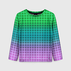 Лонгслив детский Gradient lilac green plaid, цвет: 3D-принт