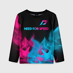 Лонгслив детский Need for Speed - neon gradient: символ сверху, цвет: 3D-принт