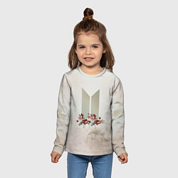 Лонгслив детский BTS Logo And Flowers, цвет: 3D-принт — фото 2