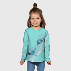 Лонгслив детский Голубая геометрическая абстракция Круги и сферы Го, цвет: 3D-принт — фото 2