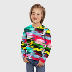 Лонгслив детский Абстрактный многоцветный неоновый узор, цвет: 3D-принт — фото 2