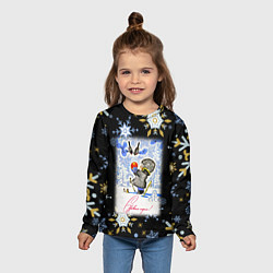 Лонгслив детский Новый год ребёнок с апельсином, цвет: 3D-принт — фото 2