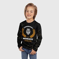Лонгслив детский Лого Monaco и надпись legendary football club на т, цвет: 3D-принт — фото 2