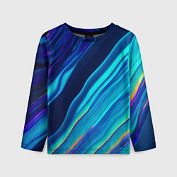 Лонгслив детский Голографические волны, тёмная абстракция, цвет: 3D-принт