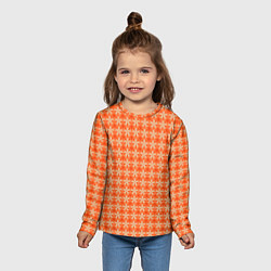Лонгслив детский Цветочки на оранжевом фоне, цвет: 3D-принт — фото 2