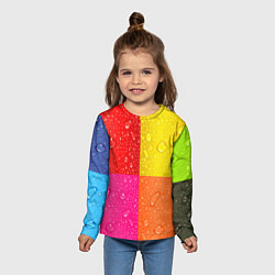 Лонгслив детский Капли дождя на цветных подложках - паттерн, цвет: 3D-принт — фото 2