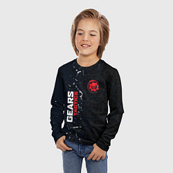 Лонгслив детский Gears of War красно-белой лого на темном фоне, цвет: 3D-принт — фото 2
