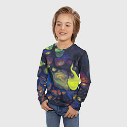 Лонгслив детский Неоновые светящиеся камни, цвет: 3D-принт — фото 2