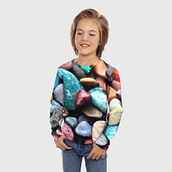 Лонгслив детский Камни разноцветные, цвет: 3D-принт — фото 2