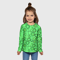 Лонгслив детский Ярко-зеленый неоновый абстрактный узор, цвет: 3D-принт — фото 2
