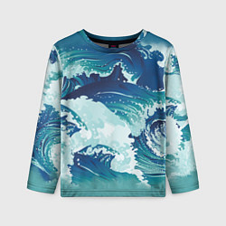 Детский лонгслив Несущиеся морские волны