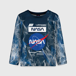 Лонгслив детский Nasa - лого - пламя, цвет: 3D-принт