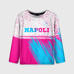 Лонгслив детский Napoli neon gradient style: символ сверху, цвет: 3D-принт