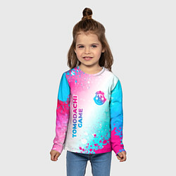 Лонгслив детский Tomodachi Game neon gradient style: надпись, симво, цвет: 3D-принт — фото 2