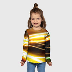 Лонгслив детский Желтые неоновые полосы, цвет: 3D-принт — фото 2