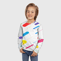 Лонгслив детский Разноцветные круги и полосы, цвет: 3D-принт — фото 2