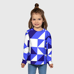 Лонгслив детский Абстрактный сине-белый паттерн, цвет: 3D-принт — фото 2