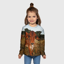 Лонгслив детский Коровка на поле, цвет: 3D-принт — фото 2