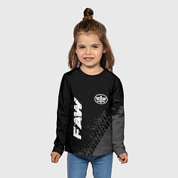 Лонгслив детский FAW speed на темном фоне со следами шин: надпись,, цвет: 3D-принт — фото 2