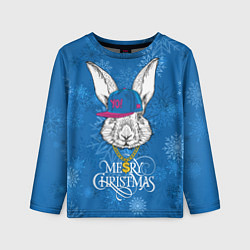 Детский лонгслив Merry Christmas, rabbit in cap