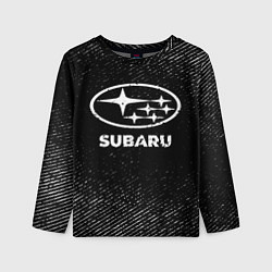 Лонгслив детский Subaru с потертостями на темном фоне, цвет: 3D-принт