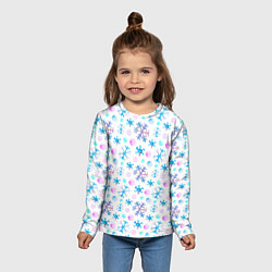 Лонгслив детский Снежинки - новый год, цвет: 3D-принт — фото 2