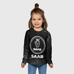 Лонгслив детский Saab с потертостями на темном фоне, цвет: 3D-принт — фото 2