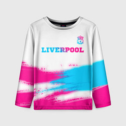 Лонгслив детский Liverpool neon gradient style: символ сверху, цвет: 3D-принт