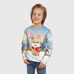 Лонгслив детский Зайка с леденцом Новый год, цвет: 3D-принт — фото 2