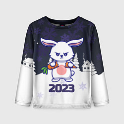 Детский лонгслив Зайчик ломает морковку 2023